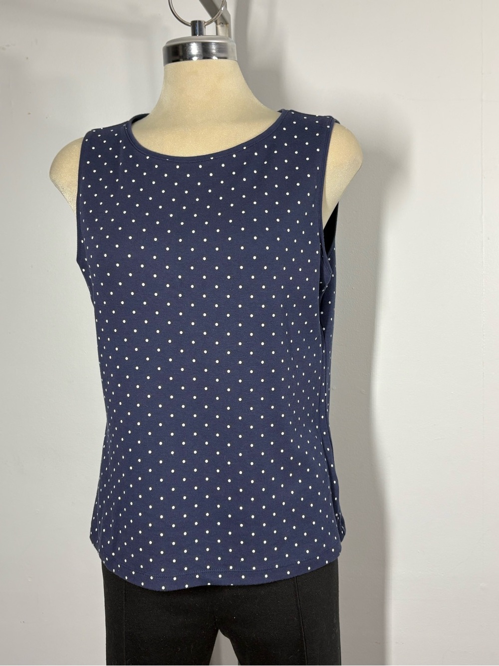Karen Scott Navy Blue Polka Dot Sleeveless Tank